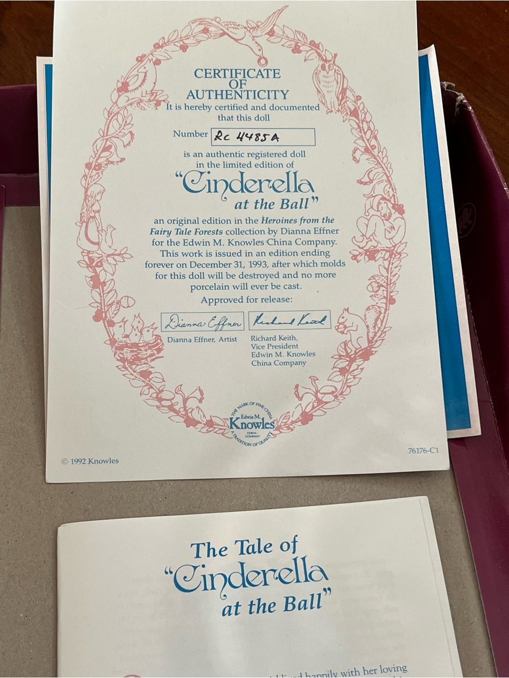 MINT Ashton-Drake CINDERELLA AT THE BALL Porcelain Doll Dianna Effner 1992 NIB